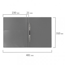 Папка с металлическим скоросшивателем и внутренним карманом BRAUBERG 'Диагональ', серебристая, до 100 листов, 0,6 мм, 221353