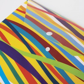 Папка-конверт с кнопкой BRAUBERG 'Экспрессия', А4, до 100 листов, разноцветные полосы, 0,18 мм, 221426