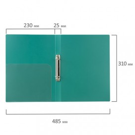 Папка на 2 кольцах BRAUBERG 'Стандарт', 25 мм, зеленая, до 170 листов, 0,8 мм, 221613