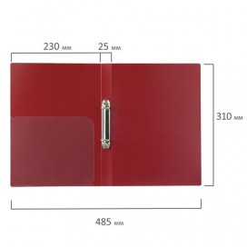 Папка на 2 кольцах BRAUBERG 'Стандарт', 25 мм, красная, до 170 листов, 0,8 мм, 221614