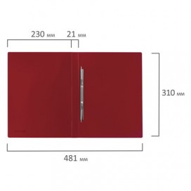 Папка с металлическим скоросшивателем BRAUBERG стандарт, красная, до 100 листов, 0,6 мм, 221632