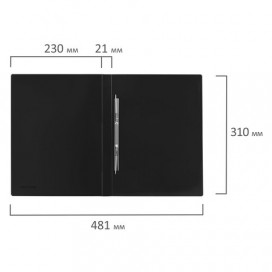 Папка с металлическим скоросшивателем BRAUBERG стандарт, черная, до 100 листов, 0,6 мм, 221634