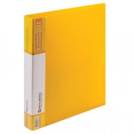 Папка 20 вкладышей BRAUBERG 'Contract', желтая, вкладыши-антиблик, 0,7 мм, бизнес-класс, 221775