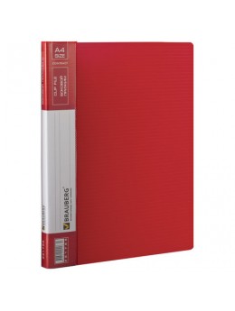 Папка с боковым металлическим прижимом и внутренним карманом BRAUBERG 'Contract', красная, до 100 л., 0,7 мм, 221788