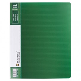 Папка с боковым металлическим прижимом и внутренним карманом BRAUBERG 'Contract', зеленая, до 100 л., 0,7 мм, 221789