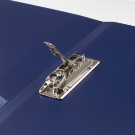 Папка с боковым металлическим прижимом и внутренним карманом BRAUBERG 'Contract', синяя, до 100 л., 0,7 мм, 221787