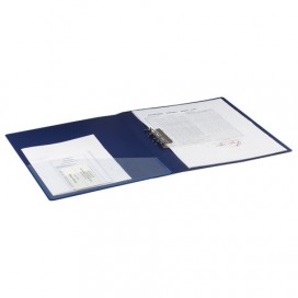 Папка с боковым металлическим прижимом и внутренним карманом BRAUBERG 'Contract', синяя, до 100 л., 0,7 мм, 221787