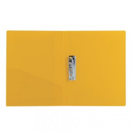 Папка с боковым металлическим прижимом и внутренним карманом BRAUBERG 'Contract', желтая, до 100 л., 0,7 мм, 221790