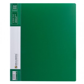 Папка на 2 кольцах BRAUBERG 'Contract', 35 мм, зеленая, до 270 листов, 0,9 мм, 221794