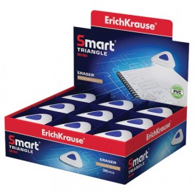 Резинка стирательная ERICH KRAUSE 'Smart&Soft Mini', треугольная, 36х36х8 мм, пластиковый держатель, дисплей, 45552