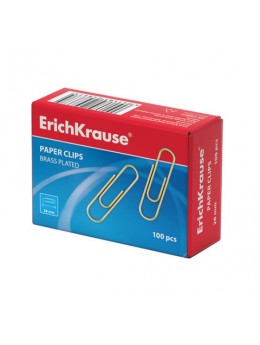 Скрепки ERICH KRAUSE, 28 мм, омедненные, 100 штук, в картонной коробке, 24867