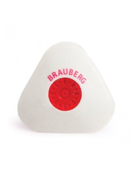 Резинка стирательная BRAUBERG 'Energy', треугольная, пластиковый держатель, 10х45х45 мм, белая, 222473
