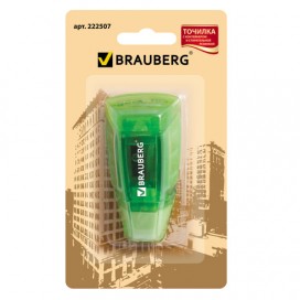 Точилка BRAUBERG 'Der Grosse', с контейнером и стирательной резинкой, ассорти, в блистере, 222507