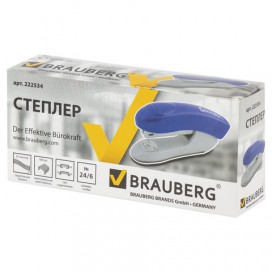 Степлер №24/6, 26/6 BRAUBERG 'Original', до 25 листов, синий, 222534