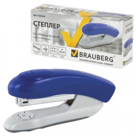 Степлер №24/6, 26/6 BRAUBERG 'Original', до 25 листов, синий, 222534