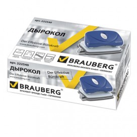 Дырокол BRAUBERG 'Original', до 20 листов, синий, 222540