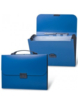 Портфель пластиковый BRAUBERG 'Energy', А4 (330х256х32 мм), 6 отделений, индексные ярлыки, синий, 222572