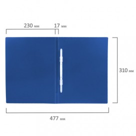 Папка с пластиковым скоросшивателем BRAUBERG 'Office', синяя, до 100 листов, 0,5 мм, 222644