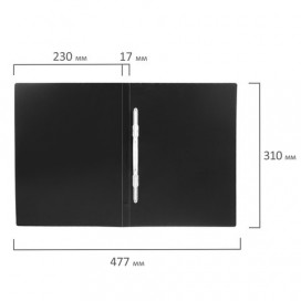 Папка с пластиковым скоросшивателем BRAUBERG 'Office', черная, до 100 листов, 0,5 мм, 222645