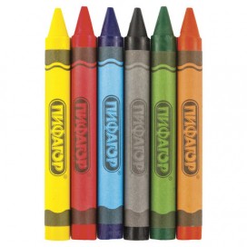 Восковые карандаши утолщенные ПИФАГОР, 6 цветов, 222965