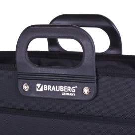 Портфель пластиковый BRAUBERG 'Премьер', А4 (390х315х120 мм), 3 отделения, на молнии, фактура бисер, черный, 223082