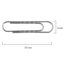 Скрепки большие 50 мм, ОФИСМАГ, оцинкованные, гофрированные, 50 шт., в картонной коробке, 223090