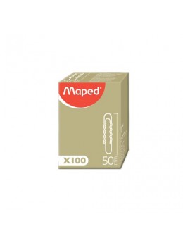 Скрепки большие 50 мм, MAPED (Франция), металлические, гофрированные, 100 шт., в картонной коробке, 039630