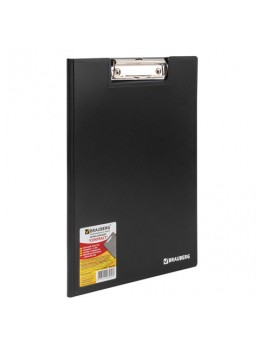 Папка-планшет BRAUBERG 'Contract', А4 (315х230 мм), с прижимом и крышкой, пластиковая, черная, сверхпрочная, 1,5 мм, 223489