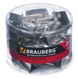 Зажимы для бумаг BRAUBERG, комплект 24 шт., 41 мм, на 200 л., цвет 'серебро', в пластиковом цилиндре, 223510
