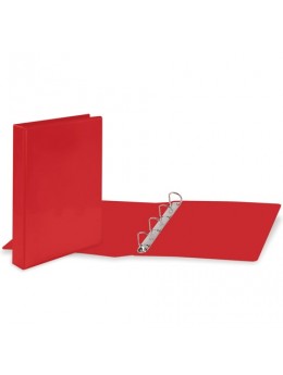 Папка на 4 кольцах с передним прозрачным карманом BRAUBERG, 50 мм, картон/ПВХ, красная, до 300 листов, 223531
