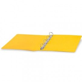 Папка на 4 кольцах с передним прозрачным карманом BRAUBERG, 50 мм, картон/ПВХ, желтая, до 300 листов, 223533