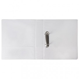 Папка на 2 кольцах с передним прозрачным карманом BRAUBERG, 50 мм, картон/ПВХ, белая, до 300 листов, 223528