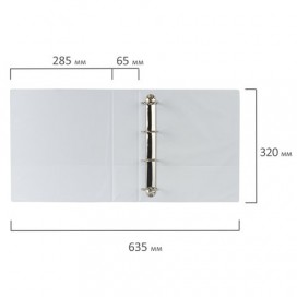 Папка на 4 кольцах с передним прозрачным карманом BRAUBERG, 65 мм, картон/ПВХ, белая, до 400 листов, 223535