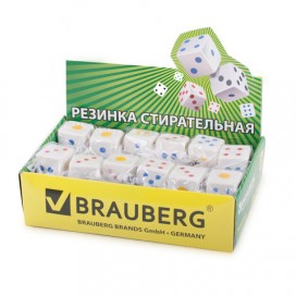 Резинка стирательная BRAUBERG 'Game', в форме игральной кости, 24х24х24 мм, белая, пакет, 223605