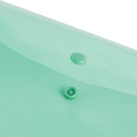 Папка-конверт с кнопкой МАЛОГО ФОРМАТА (250х135 мм), прозрачная, зеленая, 0,15 мм, BRAUBERG, 224029