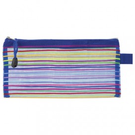 Папка-конверт на молнии МАЛОГО ФОРМАТА (255х130 мм), сетчатая ткань, BRAUBERG 'Stripes', 224048