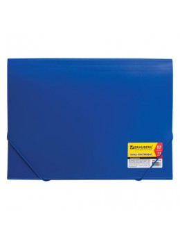Папка на резинках BRAUBERG 'Business', А4, 13 отделений, пластиковый индекс, синяя, 0,5 мм, 224146