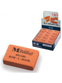 Резинка стирательная KOH-I-NOOR 'Mondeluz', прямоугольная, 31х21х7 мм, оранжевая, картонный дисплей, 6811060003KDRU