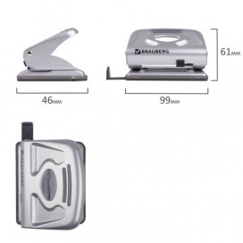 Дырокол металлический BRAUBERG 'Metallic', до 20 листов, серебристый, 224339