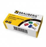 Зажимы для бумаг BRAUBERG, КОМПЛЕКТ 12 шт., 25 мм, на 100 листов, цветные, картонная коробка, 224471