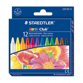 Восковые мелки STAEDTLER (Германия) 'Noris Club', 12 цветов, картонная упаковка, европодвес, 220 NC12