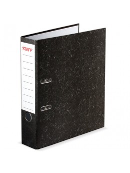 Папка-регистратор STAFF, с мраморным покрытием, 70 мм, без уголка, черный корешок, 224616