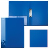 Папка с боковым металлическим прижимом и внутренним карманом БЮРОКРАТ, синяя, до 100 листов, 0,7 мм, PZ07Cblue