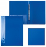 Папка с металлическим скоросшивателем и внутренним карманом БЮРОКРАТ, синяя, до 100 листов, 0,7 мм, PZ07Pblue