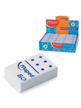 Резинка стирательная MAPED (Франция) 'Domino 60', 28х19х8,8 мм, белая, в виде домино, дисплей, 511260