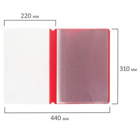 Папка 10 вкладышей STAFF с перфорацией, мягкая, красная, 0,16 мм, 224976