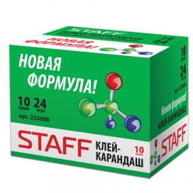 Клей-карандаш STAFF, 10 г, новая формула, Россия, 225000
