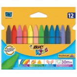 Мелки пластиковые утолщенные BIC 'Plastidecor', 12 цветов, трехгранные, картонная упаковка, подвес, 829773