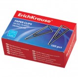 Скрепки ERICH KRAUSE, 32 мм, металлические, треугольные, 100 штук, в картонной коробке, 24870