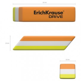 Резинка стирательная ERICH KRAUSE 'Drive', скошенные края, 57х15х13 мм, ассорти, картонный дисплей, 35779